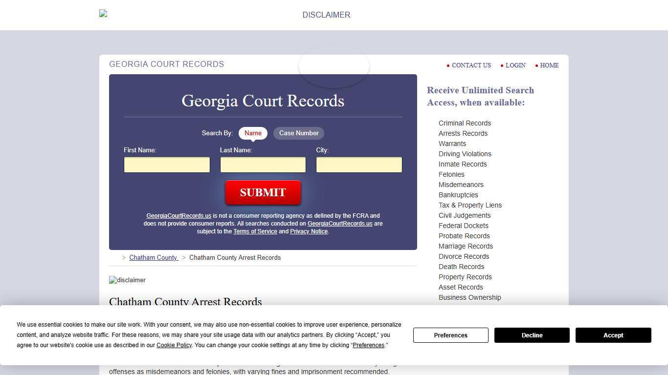 Chatham County Arrest Records GeorgiaCourtRecords.us